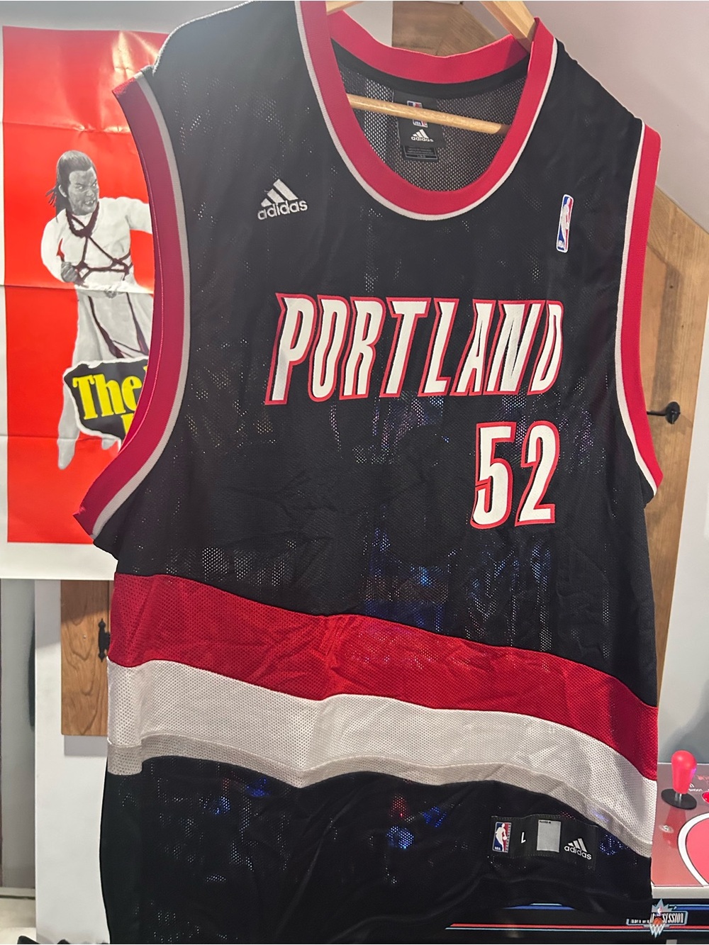 Adidas Portland Trail Blazers #52 Black/Red Basketball Jersey
